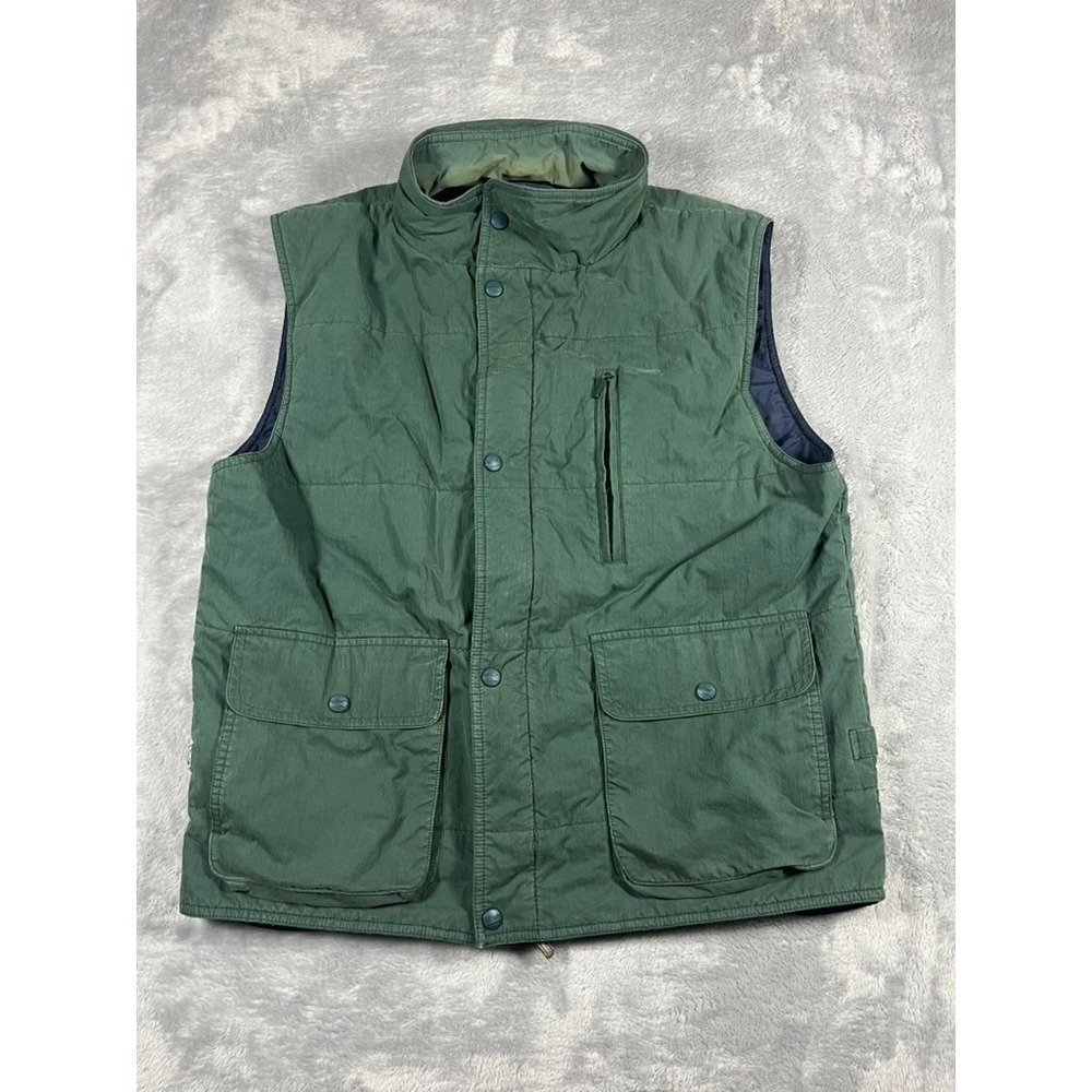 VTG LL Bean Thinsulate Vest Mens Medium Regular Green Lined Utility Zip Button
